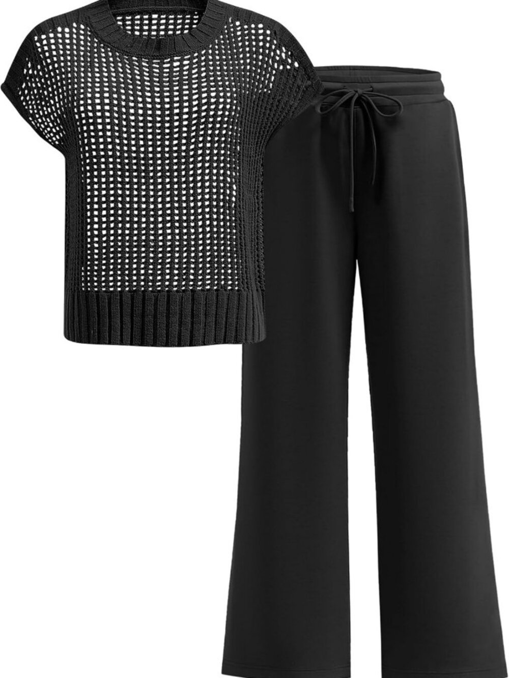 Chic Women's Two-Piece Crochet Lounge Set | Stylish Travel Outfit for Comfort
